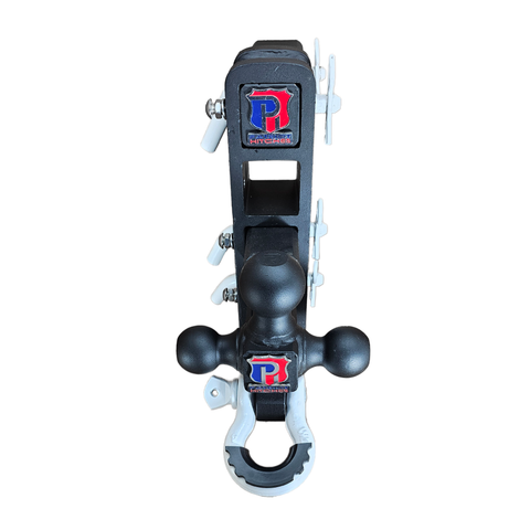 The Patriot - Patriot Hitches 8-Way 3-Ball Mount w/ Adjustable Stacked Receivers – 2-1/2" Hitch – 25K – White Accent