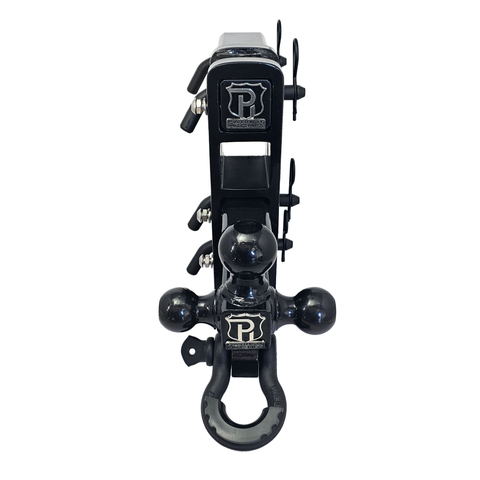 The Patriot - Patriot Hitches 8-Way 3-Ball Mount w/ Adjustable Stacked Receivers – 2-1/2" Hitch – 25K – Black Texture Accent (Black Gloss)