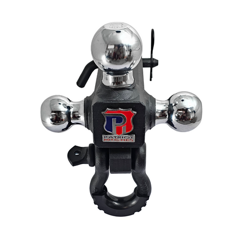 The Captain 4 in 1 - Patriot Hitches 4-Way 3-Ball Mount for 2-1/2" Hitches - The Captain - 30K - Black Texture Accent (Texture Chrome)