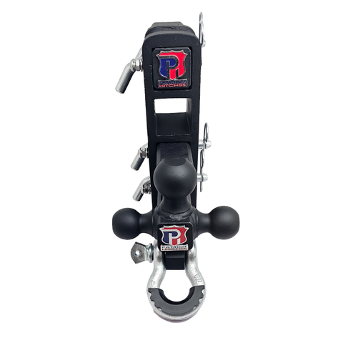 The Patriot - Patriot Hitches 8-Way 3-Ball Mount w/ Adjustable Stacked Receivers – 2-1/2" Hitch – 25K – Silver Accent