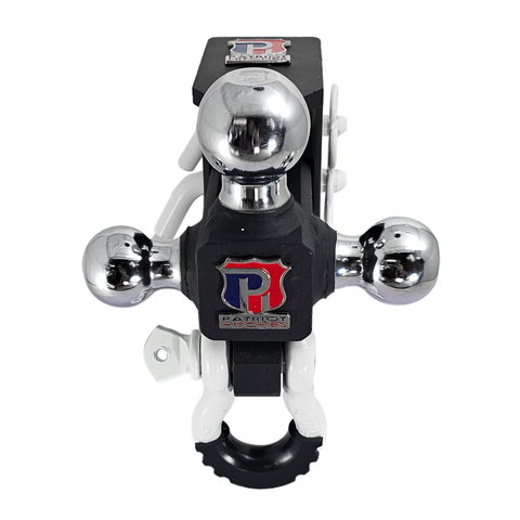 The Captain 5 in 1 - Patriot Hitches 5-Way 3-Ball Mount for 2-1/2" Hitches - The Captain - 30K – White Accent (Texture Chrome)