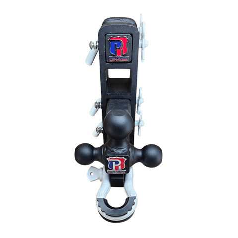 The Patriot - Patriot Hitches 8-Way 3-Ball Mount w/ Adjustable Stacked Receivers - 2" Hitch – 25K – White Accent