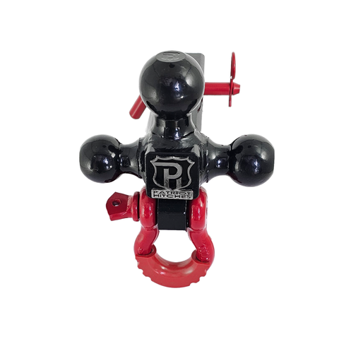 The Captain 4 in 1 - Patriot Hitches 4-Way 3-Ball Mount for 2" Hitches - The Captain - 30K - Red Accent (Black Gloss)