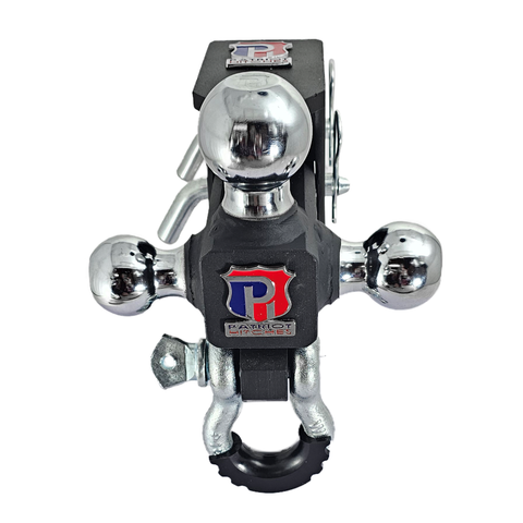 The Captain 5 in 1 - Patriot Hitches 5-Way 3-Ball Mount for 2-1/2" Hitches - The Captain - 30K – Silver Accent (Texture Chrome)
