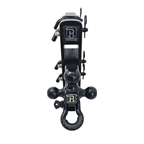 The Patriot - Patriot Hitches 8-Way 3-Ball Mount w/ Adjustable Stacked Receivers - 2" Hitch – 25K – Black Gloss Accent (Black Gloss)