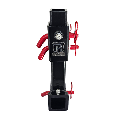 The General Normal Duty - Patriot Hitches 2" Adjustable Drop Hitch Adapter - 11" Rise/Drop - 7K - Red Accent (Black Gloss)