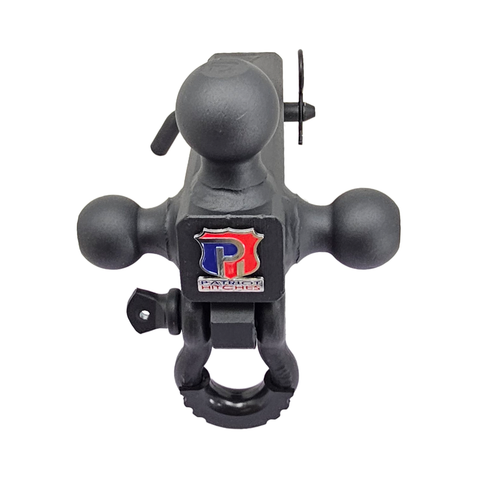 The Captain 4 in 1 - Patriot Hitches 4-Way 3-Ball Mount for 2-1/2" Hitches - The Captain - 30K - Black Texture Accent