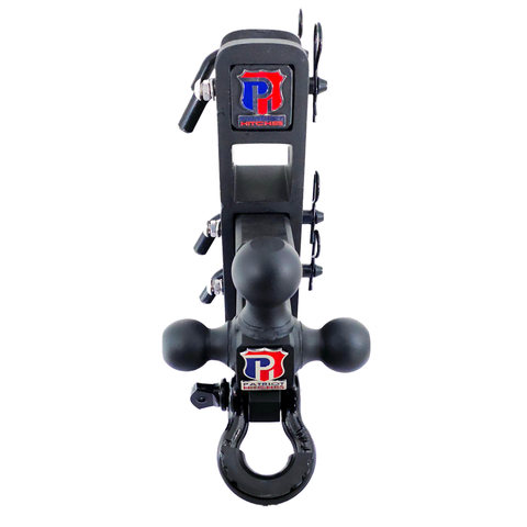 The Patriot - Patriot Hitches 8-Way 3-Ball Mount w/ Adjustable Stacked Receivers – 2-1/2" Hitch – 25K – Black Gloss Accent