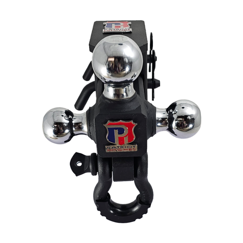 The Captain 5 in 1 - Patriot Hitches 5-Way 3-Ball Mount for 2-1/2" Hitches - The Captain - 30K – Black Texture Accent (Texture Chrome)