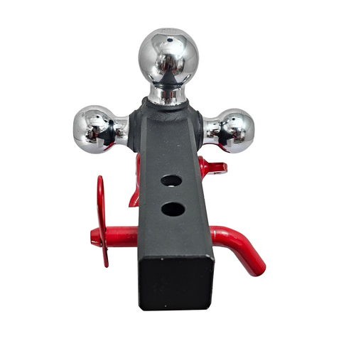 The Captain 4 in 1 - Patriot Hitches 4-Way 3-Ball Mount for 2" Hitches - The Captain - 30K - Red Accent (Texture Chrome)
