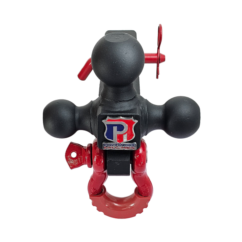 The Captain 4 in 1 - Patriot Hitches 4-Way 3-Ball Mount for 2" Hitches - The Captain - 30K - Red Accent