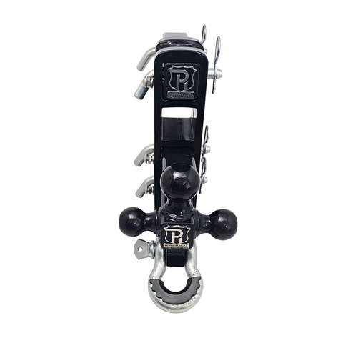 The Patriot - Patriot Hitches 8-Way 3-Ball Mount w/ Adjustable Stacked Receivers - 2" Hitch – 25K – Silver Accent (Black Gloss)