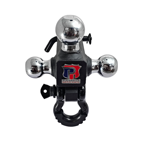 The Captain 4 in 1 - Patriot Hitches 4-Way 3-Ball Mount for 2-1/2" Hitches - The Captain - 30K - Black Gloss Accent (Texture Chrome)