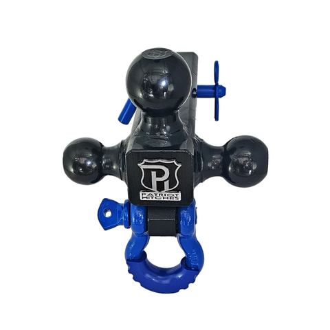 The Captain 4 in 1 - Patriot Hitches 4-Way 3-Ball Mount for 2-1/2" Hitches - The Captain - 30K - Blue Accent (Black Gloss)