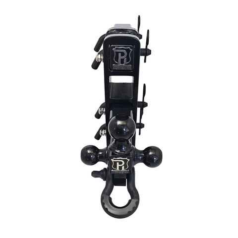 The Patriot - Patriot Hitches 8-Way 3-Ball Mount w/ Adjustable Stacked Receivers - 2" Hitch – 25K – Texture Accent (Black Gloss)
