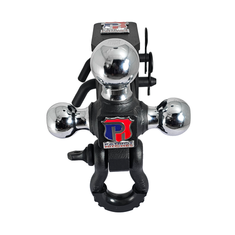 The Captain 5 in 1 - Patriot Hitches 5-Way 3-Ball Mount for 2" Hitches - The Captain - 30K – Black Texture Accent (Texture Chrome)