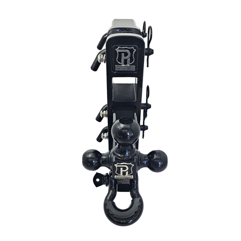 The Patriot - Patriot Hitches 8-Way 3-Ball Mount w/ Adjustable Stacked Receivers – 2-1/2" Hitch – 25K – Black Gloss Accent (Black Gloss)