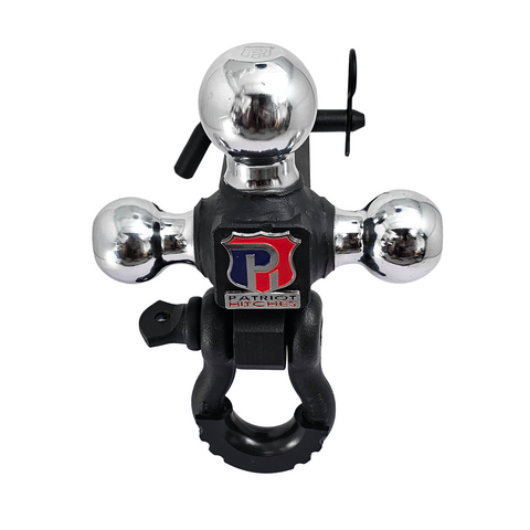 The Captain 4 in 1 - Patriot Hitches 4-Way 3-Ball Mount for 2" Hitches - The Captain - 30K - Black Texture Accent (Texture Chrome)