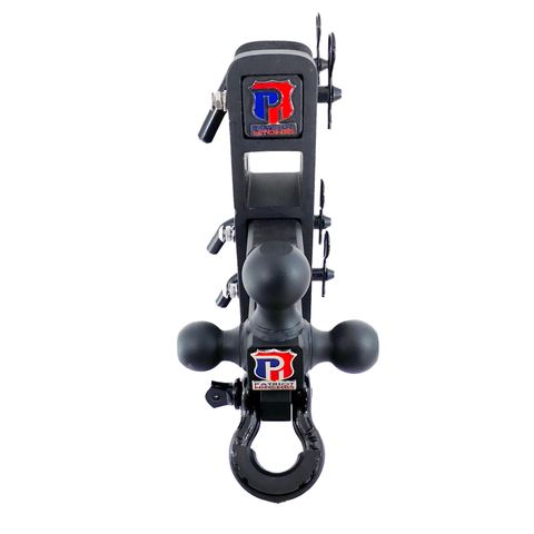 The Patriot - Patriot Hitches 8-Way 3-Ball Mount w/ Adjustable Stacked Receivers - 2" Hitch – 25K – Black Gloss Accent