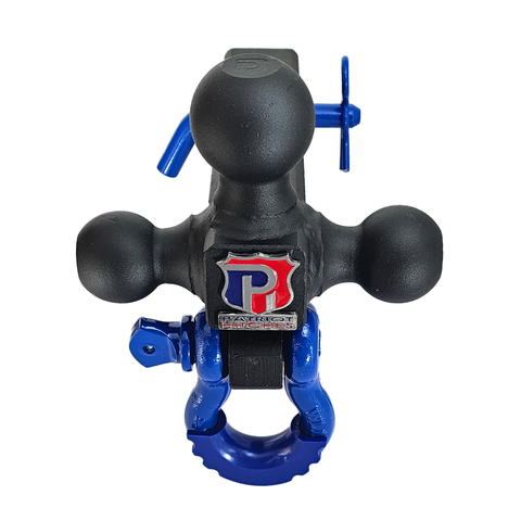 The Captain 4 in 1 - Patriot Hitches 4-Way 3-Ball Mount for 2" Hitches - The Captain - 30K - Blue Accent