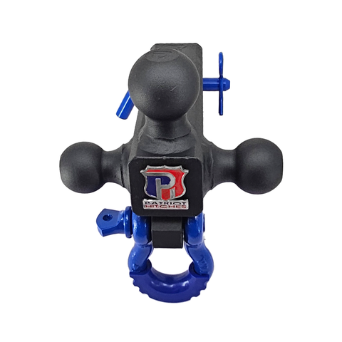 The Captain 4 in 1 - Patriot Hitches 4-Way 3-Ball Mount for 2-1/2" Hitches - The Captain - 30K - Blue Accent
