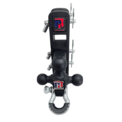 The Patriot - Patriot Hitches 8-Way 3-Ball Mount w/ Adjustable Stacked Receivers - 2" Hitch – 25K – Silver Accent