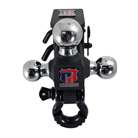 The Captain 5 in 1 - Patriot Hitches 5-Way 3-Ball Mount for 2-1/2" Hitches - The Captain - 30K – Black Gloss Accent (Texture Chrome)