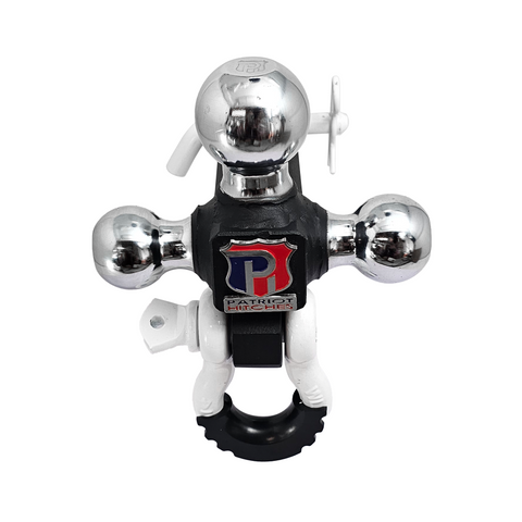 The Captain 4 in 1 - Patriot Hitches 4-Way 3-Ball Mount for 2" Hitches - The Captain - 30K - White Accent (Texture Chrome)
