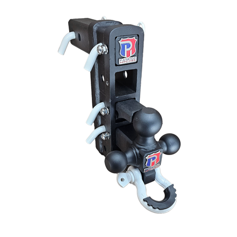 The Patriot - Patriot Hitches 8-Way 3-Ball Mount w/ Adjustable Stacked Receivers – 2-1/2" Hitch – 25K – White Accent