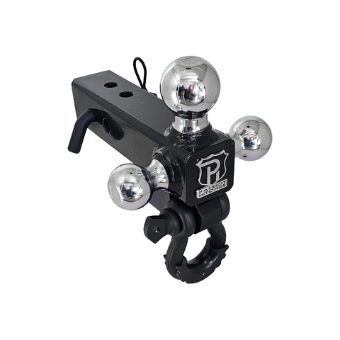 The Captain 4 in 1 - Patriot Hitches 4-Way 3-Ball Mount for 2-1/2" Hitches - The Captain - 30K - Black Texture Accent (Black Gloss - Chrome)