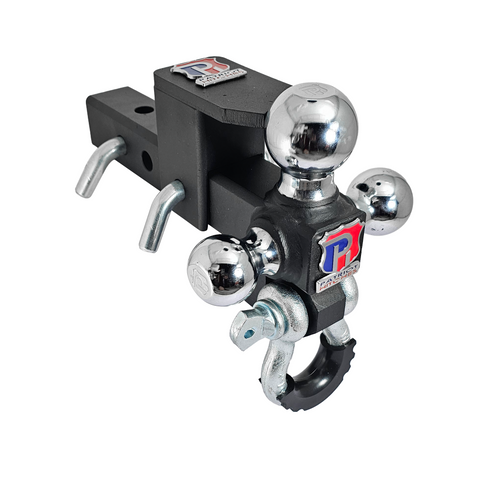 The Captain 5 in 1 - Patriot Hitches 5-Way 3-Ball Mount for 2" Hitches - The Captain - 30K – Silver Accent (Texture Chrome)