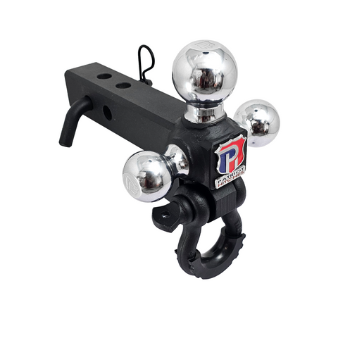 The Captain 4 in 1 - Patriot Hitches 4-Way 3-Ball Mount for 2" Hitches - The Captain - 30K - Black Texture Accent (Texture Chrome)