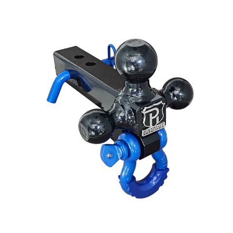 The Captain 4 in 1 - Patriot Hitches 4-Way 3-Ball Mount for 2" Hitches - The Captain - 30K - Blue Accent (Black Gloss)