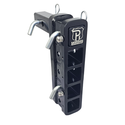 The Major - Patriot Hitches Adjustable Drop/Rise Hitch Stacked Receivers for 2" Hitches - 10" Drop/Rise – 25k - Silver Accent (Black Gloss)