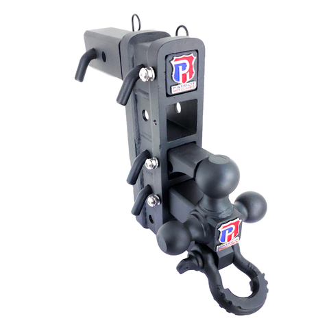 The Patriot - Patriot Hitches 8-Way 3-Ball Mount w/ Adjustable Stacked Receivers – 2-1/2" Hitch – 25K – Black Texture Accent