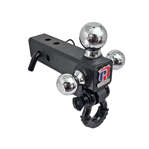 The Captain 4 in 1 - Patriot Hitches 4-Way 3-Ball Mount for 2-1/2" Hitches - The Captain - 30K - Black Gloss Accent (Texture Chrome)