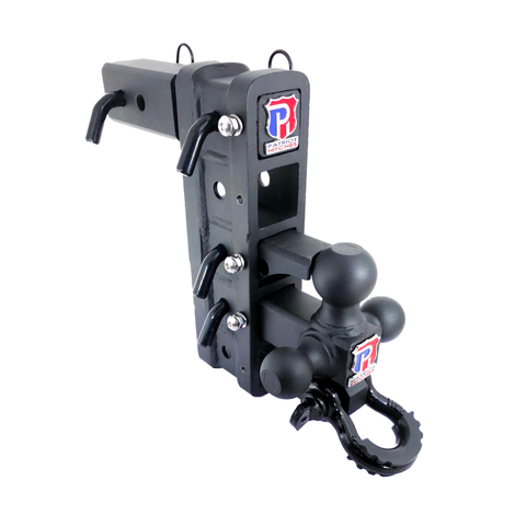 The Patriot - Patriot Hitches 8-Way 3-Ball Mount w/ Adjustable Stacked Receivers – 2-1/2" Hitch – 25K – Black Gloss Accent
