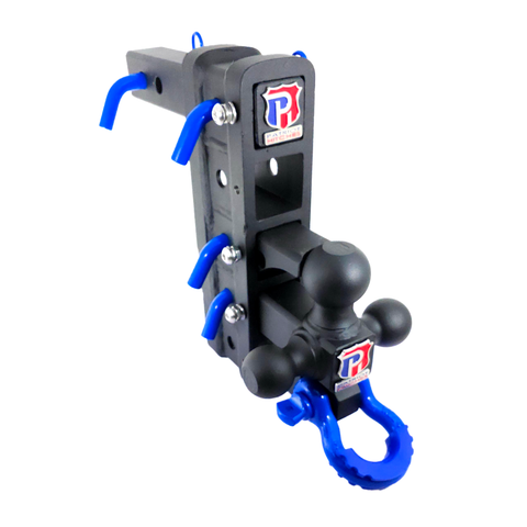The Patriot - Patriot Hitches 8-Way 3-Ball Mount w/ Adjustable Stacked Receivers - 2" Hitch – 25K – Blue Accent