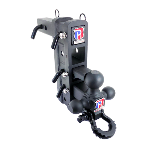 The Patriot - Patriot Hitches 8-Way 3-Ball Mount w/ Adjustable Stacked Receivers - 2" Hitch – 25K – Black Gloss Accent