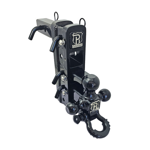 The Patriot - Patriot Hitches 8-Way 3-Ball Mount w/ Adjustable Stacked Receivers - 2" Hitch – 25K – Black Gloss Accent (Black Gloss)