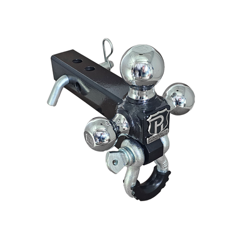 The Captain 4 in 1 - Patriot Hitches 4-Way 3-Ball Mount for 2" Hitches - The Captain - 30K - Silver Accent (Black Gloss Chrome)