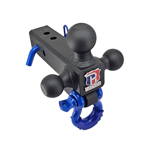 The Captain 4 in 1 - Patriot Hitches 4-Way 3-Ball Mount for 2-1/2" Hitches - The Captain - 30K - Blue Accent