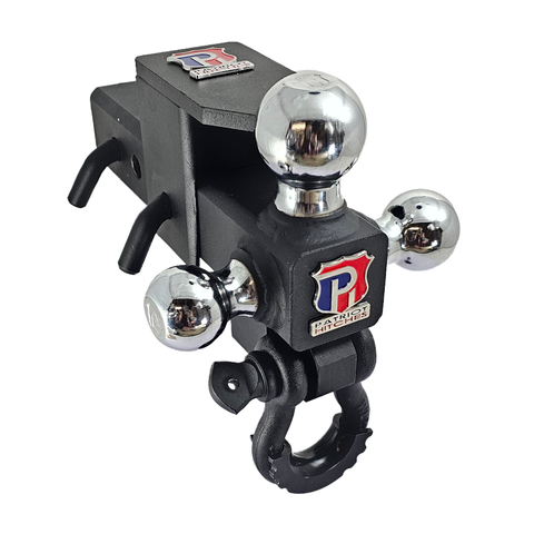 The Captain 5 in 1 - Patriot Hitches 5-Way 3-Ball Mount for 2-1/2" Hitches - The Captain - 30K – Black Texture Accent (Texture Chrome)