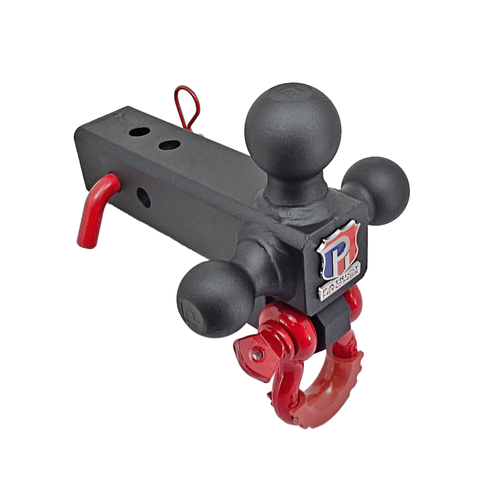 The Captain 4 in 1 - Patriot Hitches 4-Way 3-Ball Mount for 2-1/2" Hitches - The Captain - 30K - Red Accent