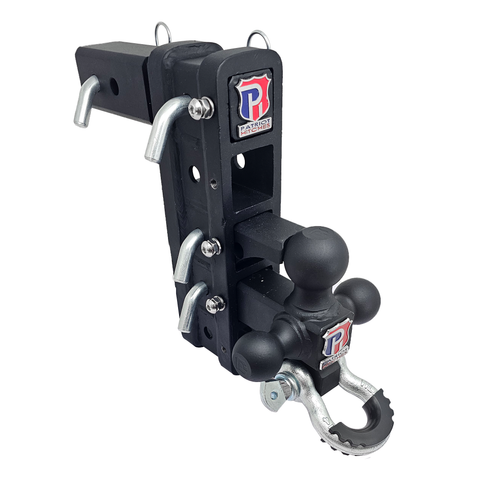 The Patriot - Patriot Hitches 8-Way 3-Ball Mount w/ Adjustable Stacked Receivers – 2-1/2" Hitch – 25K – Silver Accent