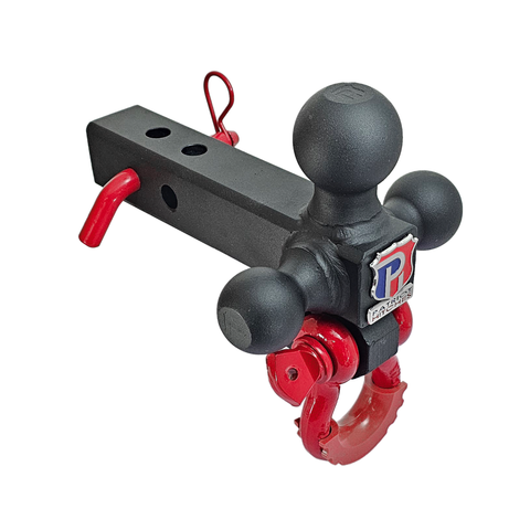 The Captain 4 in 1 - Patriot Hitches 4-Way 3-Ball Mount for 2" Hitches - The Captain - 30K - Red Accent