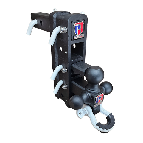 The Patriot - Patriot Hitches 8-Way 3-Ball Mount w/ Adjustable Stacked Receivers - 2" Hitch – 25K – White Accent