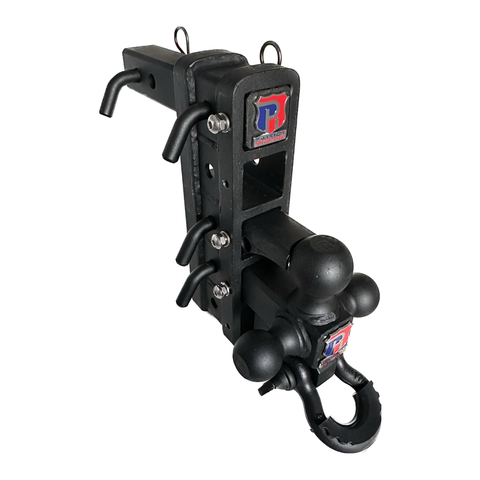 The Patriot - Patriot Hitches 8-Way 3-Ball Mount w/ Adjustable Stacked Receivers - 2" Hitch – 25K – Texture Accent