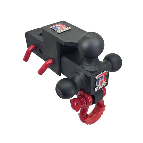The Captain 5 in 1 - Patriot Hitches 5-Way 3-Ball Mount for 2-1/2" Hitches - The Captain - 30K – Red Accent