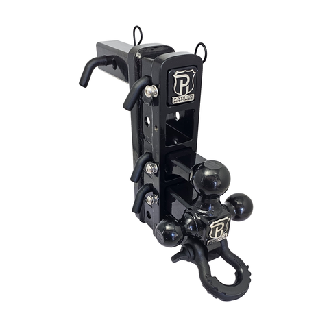 The Patriot - Patriot Hitches 8-Way 3-Ball Mount w/ Adjustable Stacked Receivers - 2" Hitch – 25K – Texture Accent (Black Gloss)